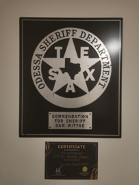 Heroes Original Screen Used Odessa Sheriff Dep Plaque Movie Prop