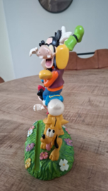 Walt Disney Donald Duck Goofy Mickey Mouse Totem Figurine Photo Frame Statue