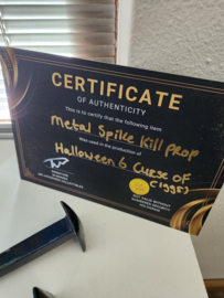 Halloween 6 Curse of Michael Myers Original Screen Used Metal Spike Kill Prop