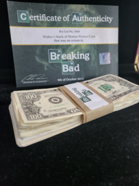 Breaking Bad Original Screen Used Walter White Handled Stack of Cash Movie Prop