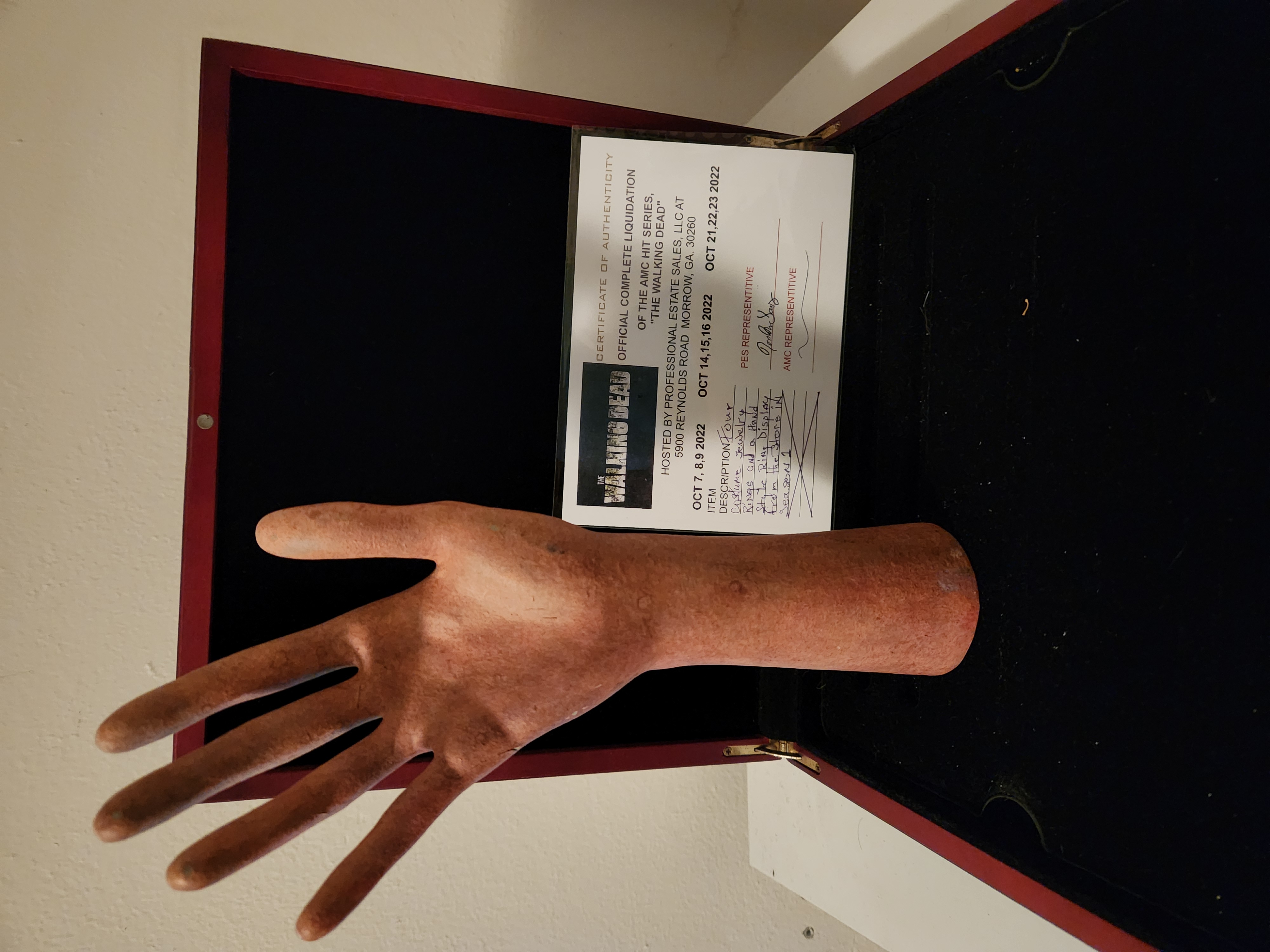 AMC The Walking Dead Original Production Used Store Display Hand Movie Prop