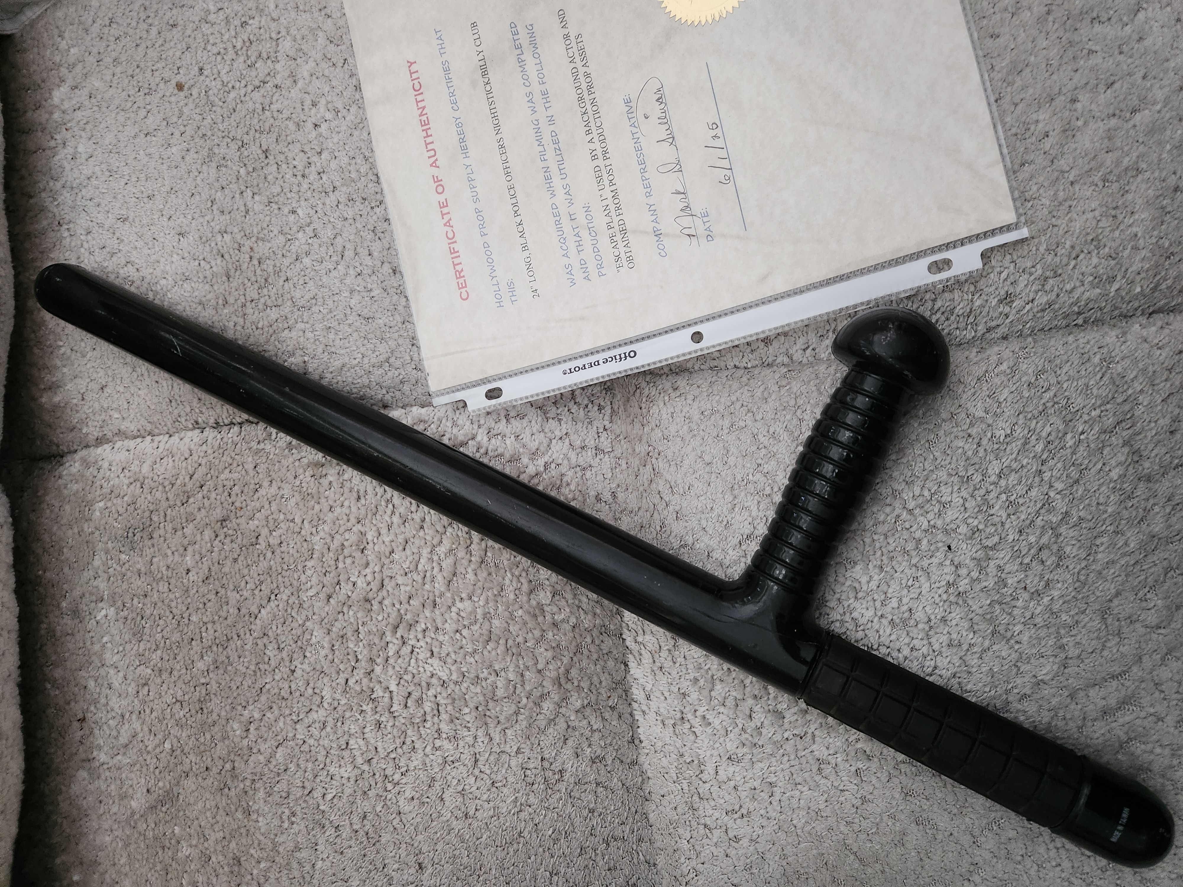Escape Plan 2013 Sylvester Stallone Original Screen Used Night Stick Movie Prop