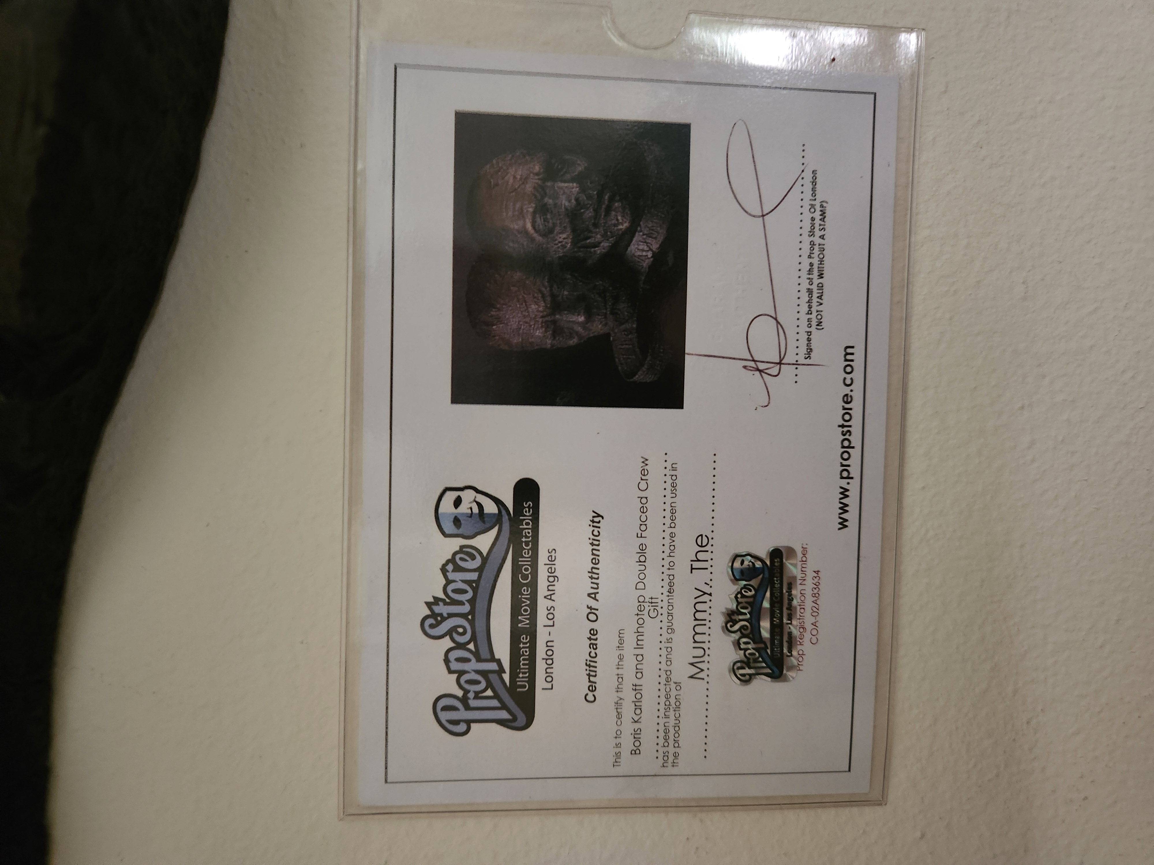 The Mummy 1999 Original Boris Karloff and Imhotep Double faced Crew Gift Prop