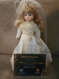 Dolls 1987 Original Production Used Girl Doll in Wedding Dress Movie Prop