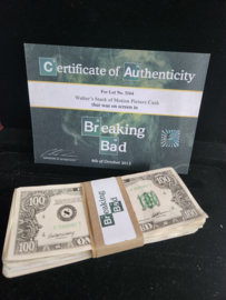 Breaking Bad Original Screen Used Walter White Handled Stack of Cash Movie Prop