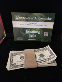 Breaking Bad Original Production Used Walter White Stack of Cash Small Bill Prop