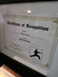 Sons of Anarchy Original Screen Used Wayne Unser Kung Fu Master Certificate Prop