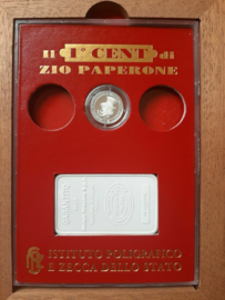 Walt Disney Scrooge McDuck First Cent Silver Coin Including 100 gram Silver Bar