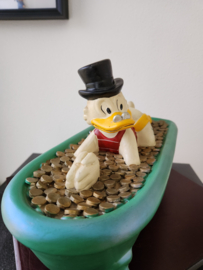 Walt Disney Scrooge McDuck in Bathtub Swimming in Money Vintage Figurine Statue