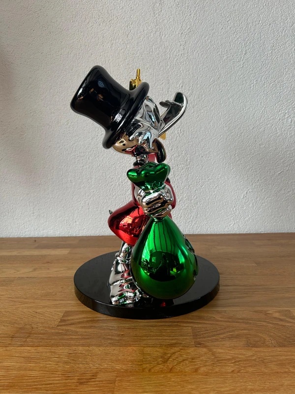 Walt Disney Scrooge McDuck as Bank Robber with Golden Uzi Big Figurine Statue
