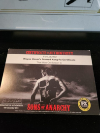 Sons of Anarchy Original Screen Used Wayne Unser Kung Fu Master Certificate Prop