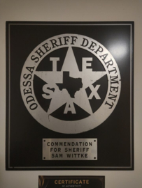 Heroes Original Screen Used Odessa Sheriff Dep Plaque Movie Prop
