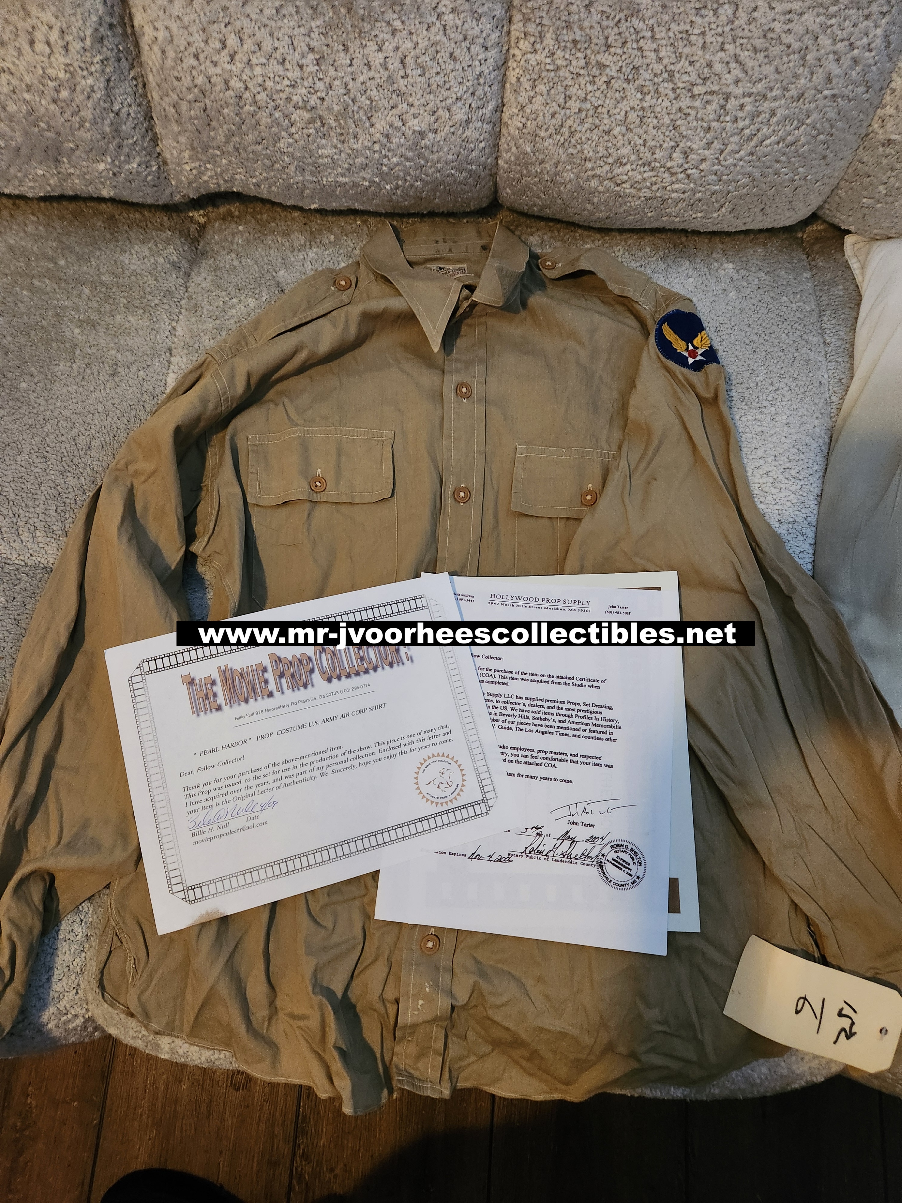 Ben Affleck Pearl Harbor Original Production Used US Army Air Corp Shirt Prop