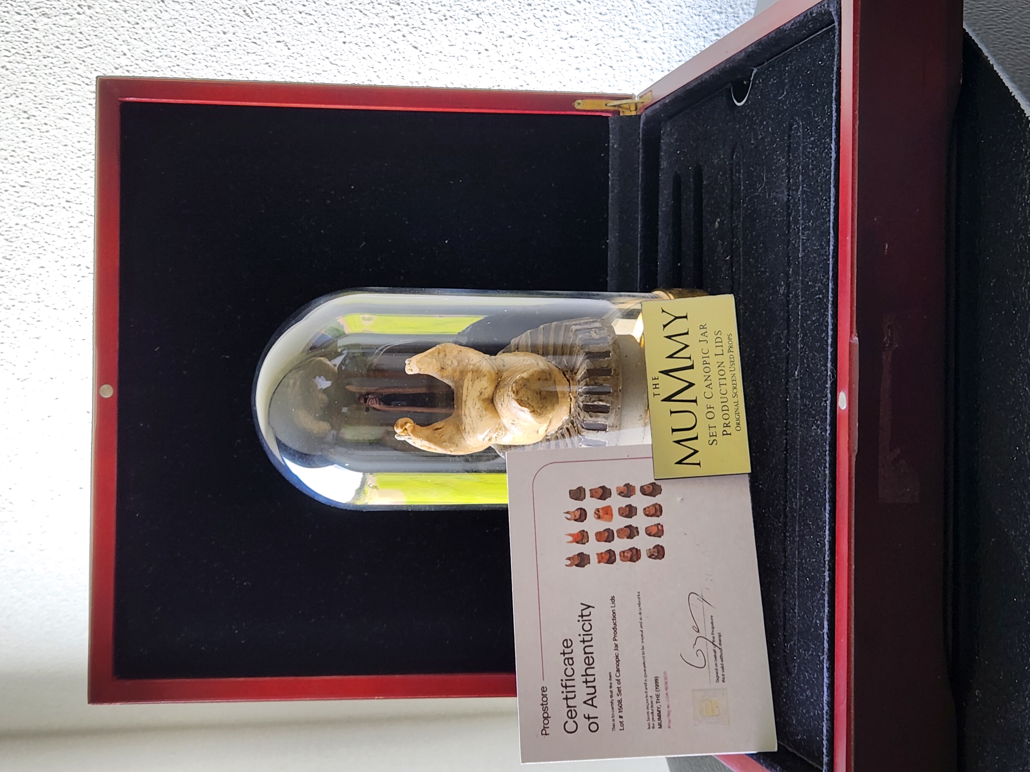 The Mummy (1999) Original Production Hand Made Anubis Canopic Jar Lid Movie Prop