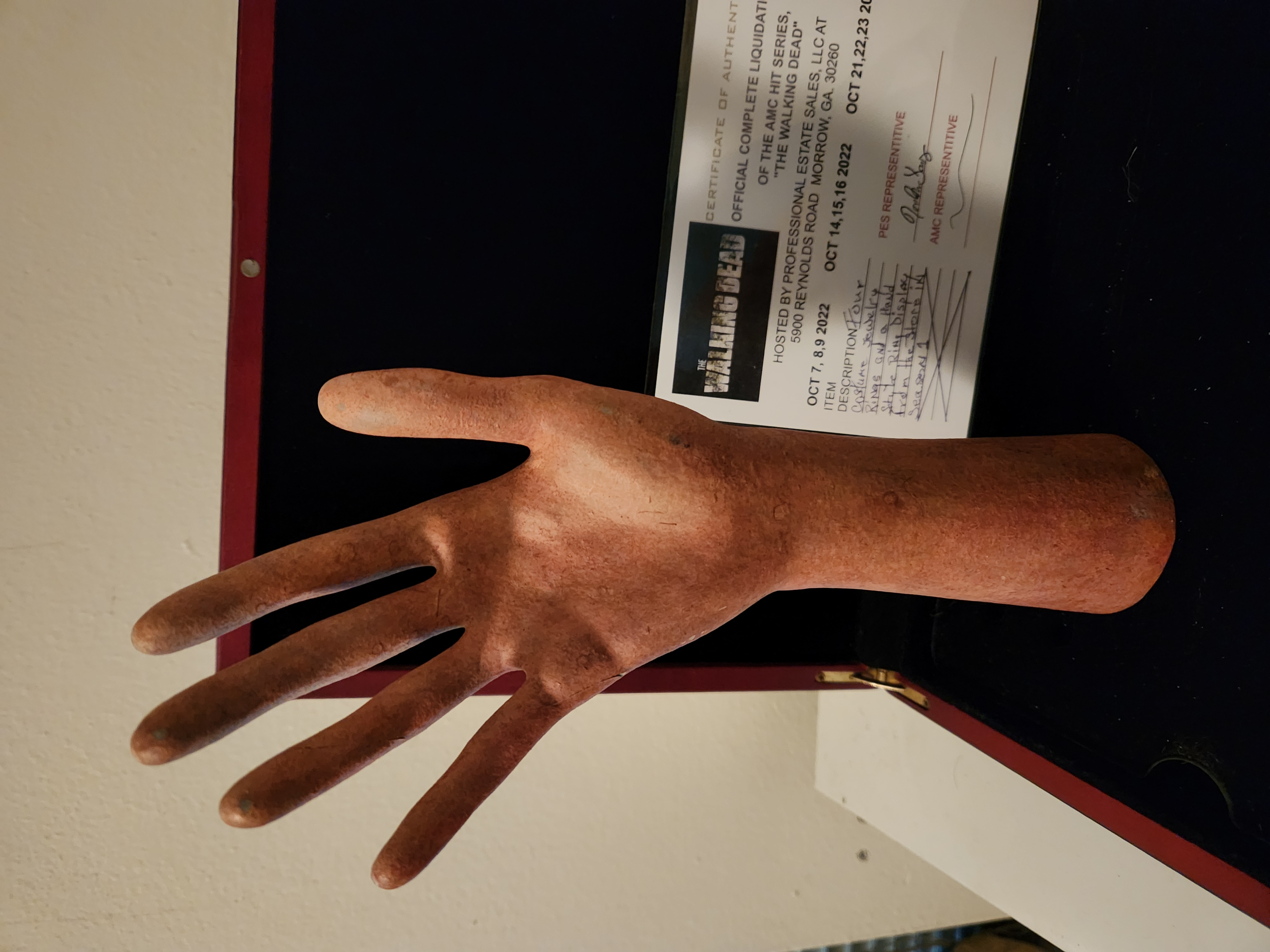 AMC The Walking Dead Original Production Used Store Display Hand Movie Prop