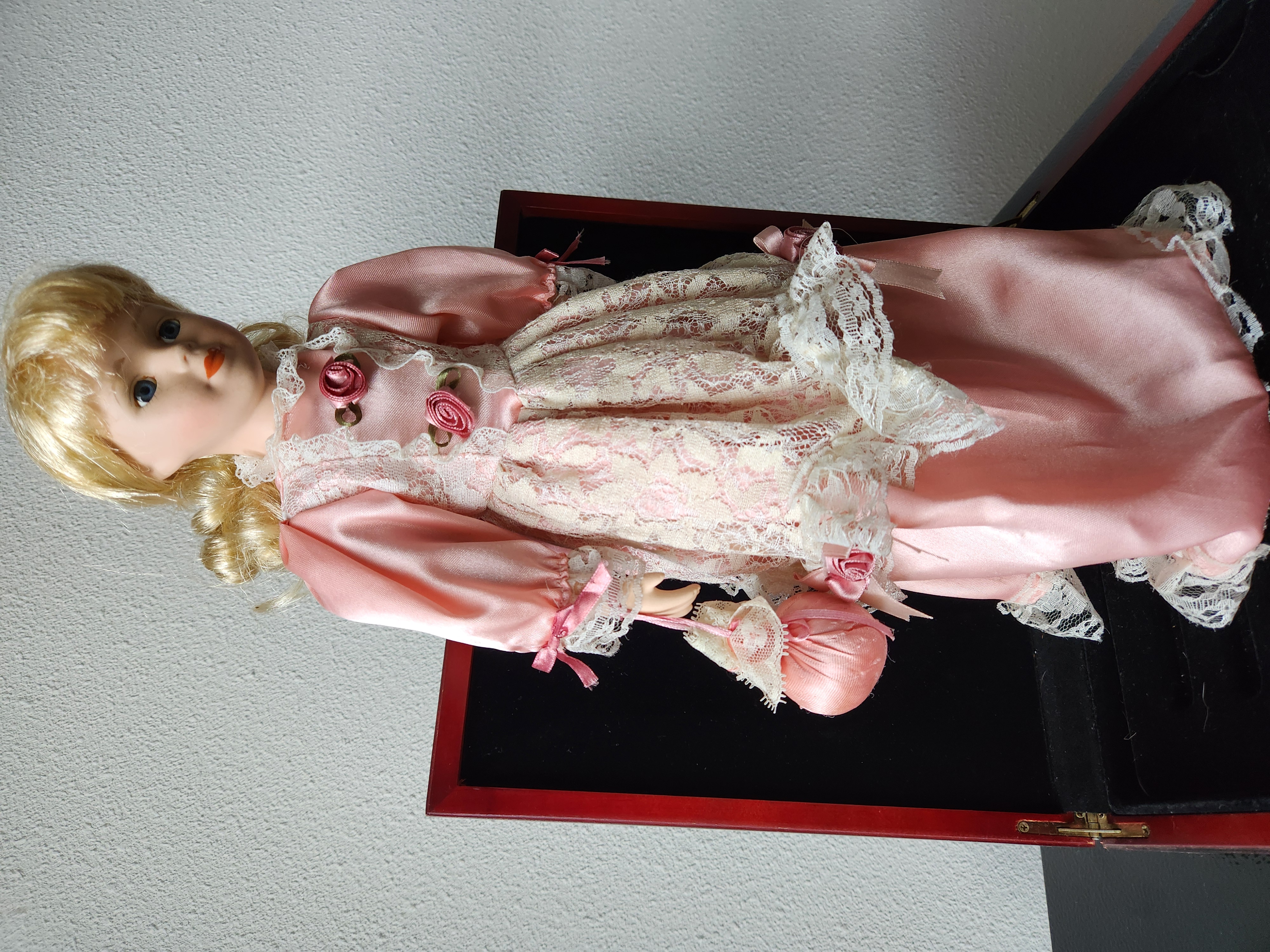 Dolls 1987 Original Production Used Creepy Girl Doll in Pink Dress Movie Prop