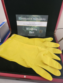 Breaking Bad Original Screen Used Walter White Yellow Kitchen Gloves Movie Prop