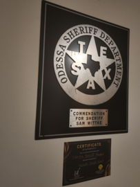 Heroes Original Screen Used Odessa Sheriff Dep Plaque Movie Prop