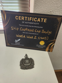 Brad Pitt World War Z 2013 Original Screen Used Ship Captain Cap Badge Prop