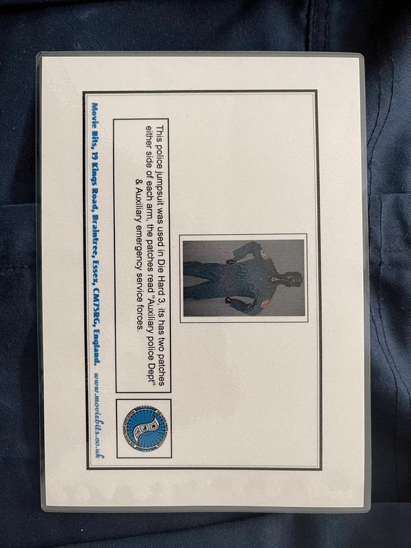 Bruce Willis Die Hard 3 (1995) Original Screen Used Police Jumpsuit Movie Prop