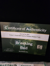 Breaking Bad Original Production Used Walter White Stack of Cash Small Bill Prop