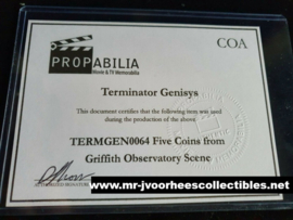 Terminator Genisys Original Screen Used Schwarzenegger Coin Set