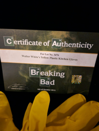 Breaking Bad Original Production Used Walter White Yellow Kitchen Gloves Prop