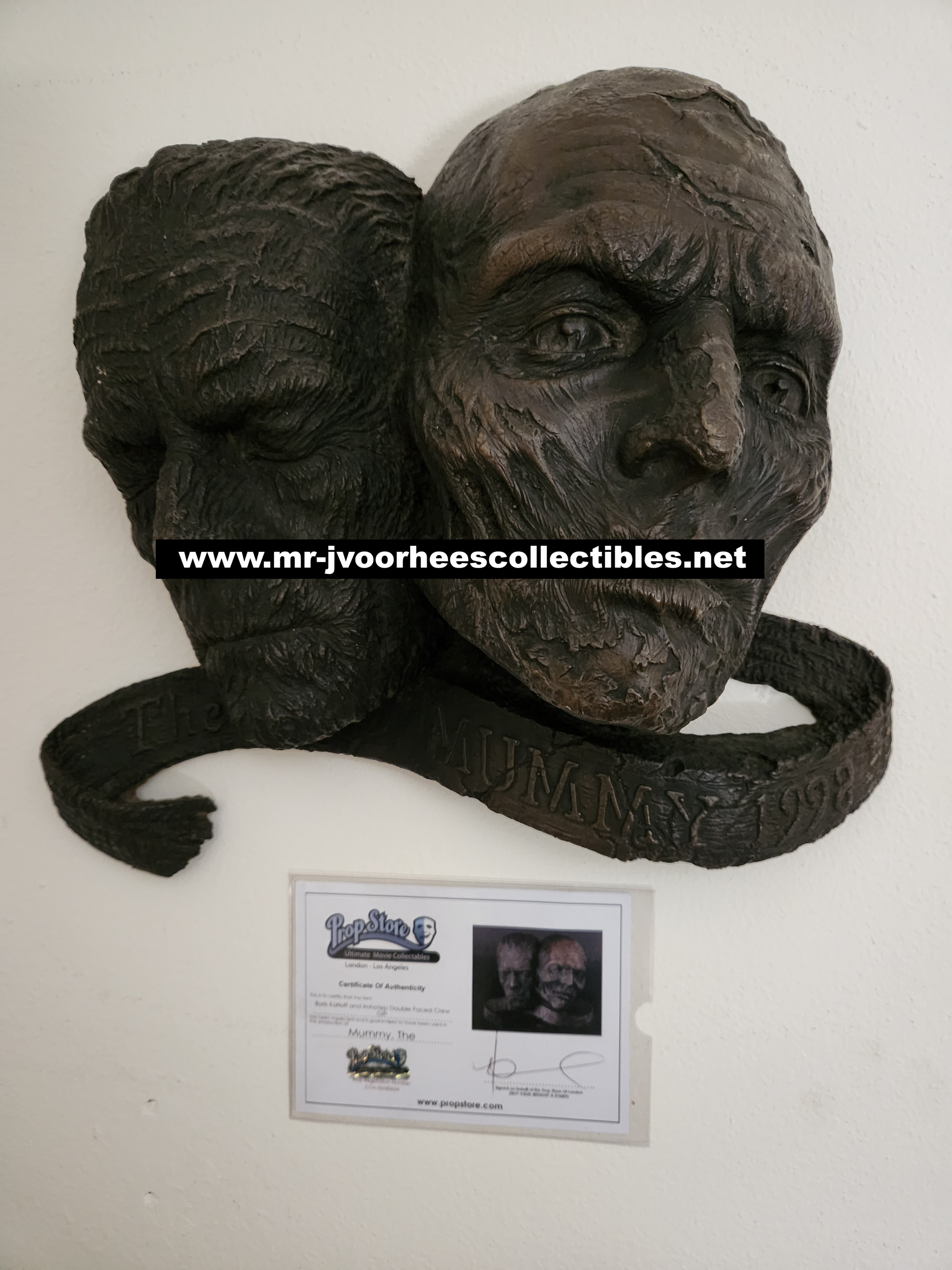 The Mummy 1999 Original Boris Karloff and Imhotep Double faced Crew Gift Prop