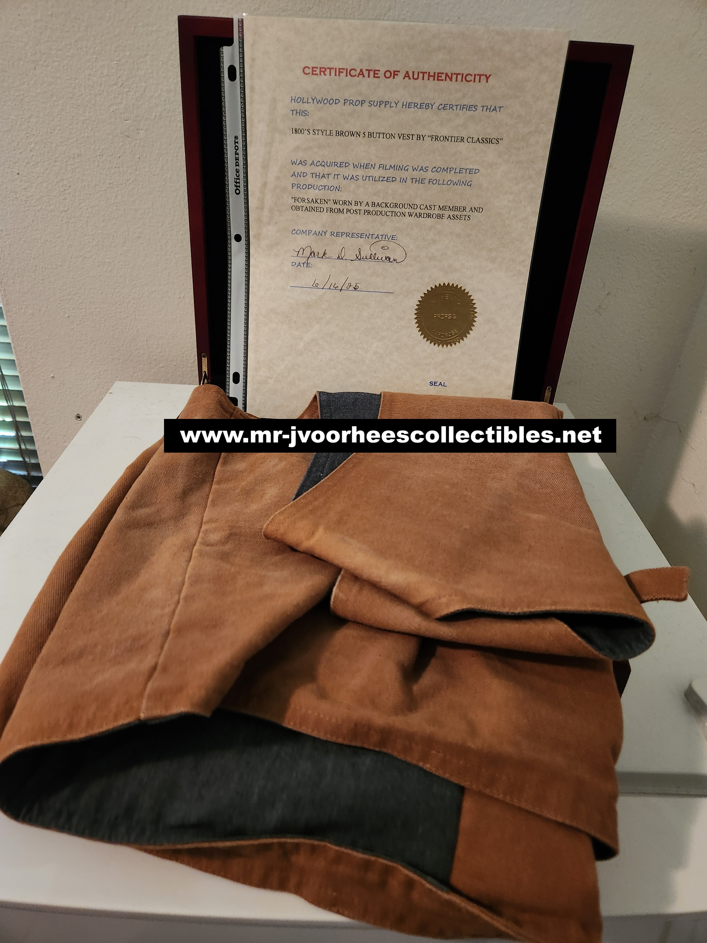 Forsaken 2015 Original Screen Used Worn Cowboy Western Vest Movie Prop