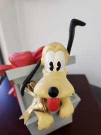 Walt Disney Mickey Mouse Pluto Sitting in Christmas Present Figurine Statue