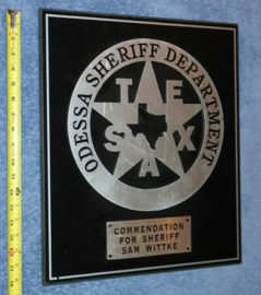 Heroes Original Screen Used Odessa Sheriff Dep Plaque Movie Prop