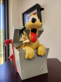 Walt Disney Mickey Mouse Pluto Sitting in Christmas Present Figurine Statue