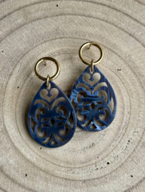 Oorbellen druppel chique donkerblauw