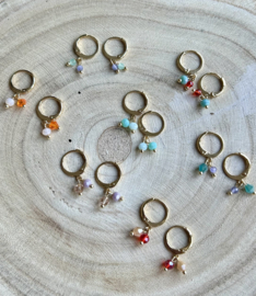 Oorringetje CANDY gold-plated rood-beige