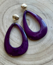Oorbellen druppel aubergine