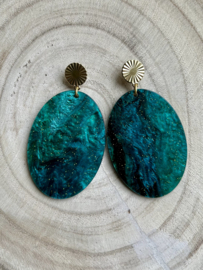Oorbellen ovaal emerald groen