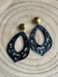 Oorbellen druppel ornament donkergrijs