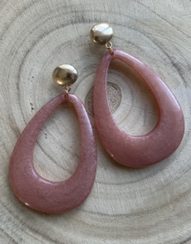 Oorbellen druppel oud roze