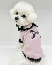 Charlotte dress sweater rebel 100% swarovski roze/zwart lace  S/M
