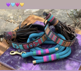 Nata'chien halsband kralen xs12 leder new collection