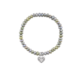 Armband Green Pearl Small Stretch & Pip 925 silver