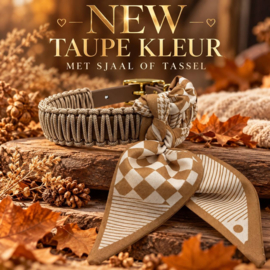 Nova taupe new collection biothane halsband met sjaal mt  mini S/A 16mm
