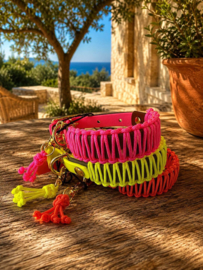 Nox fluo roze new collection biothane halsband met tassel mt  mini S/A 16mm