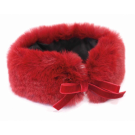 Collar eco fur burgundy rood