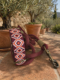 Halsbanden Nylon Bordeaux oranje wit tinten S