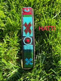 Nata'chien Hatti halsband kralen xs10leder