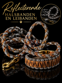 Reflecterende leiband band 1 cm dik hazelnoot kleur