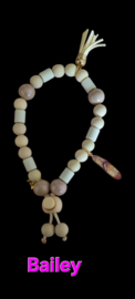 BEIGE /GOLD gloss    anti-teken /vlooien  EM kralen ketting mt 19