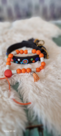 Anti -teken / vlooien halsband Orange mood  EM kralen mt nek 20- 22 cm