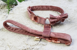 Fifi harnas  Small  verstelbaar soft  roze  met strik teckel